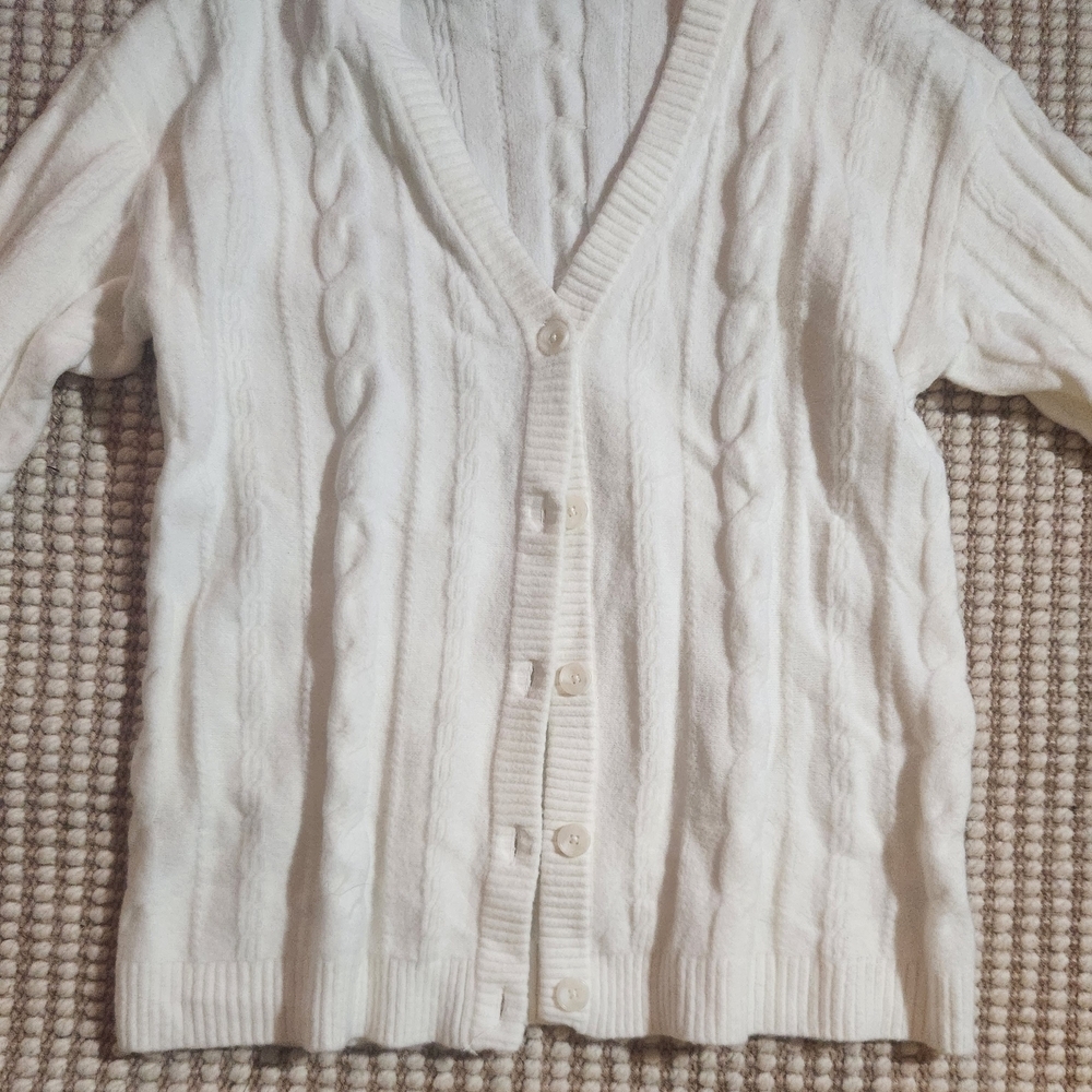 Talbots Ivory Cable Knit Cardigan - Picture 2 of 9